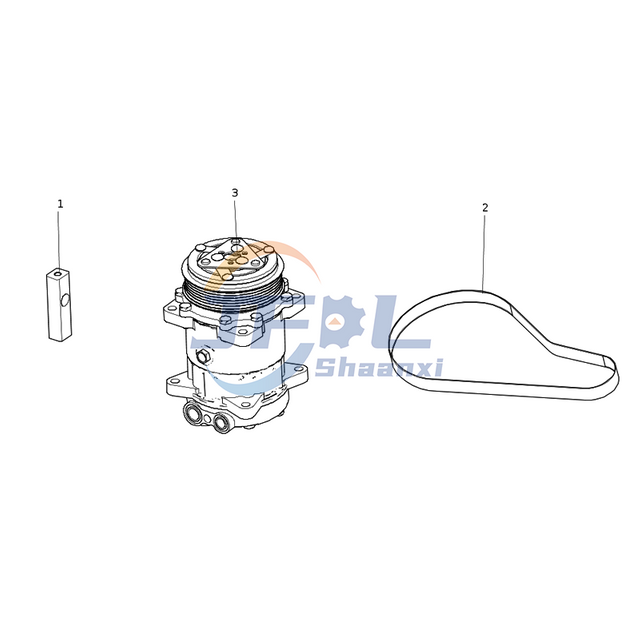 Howo Truck Drive Train Systems Parts AC 91231300101 Built-in Air Conditioning Refrigeration Compressor And Belt